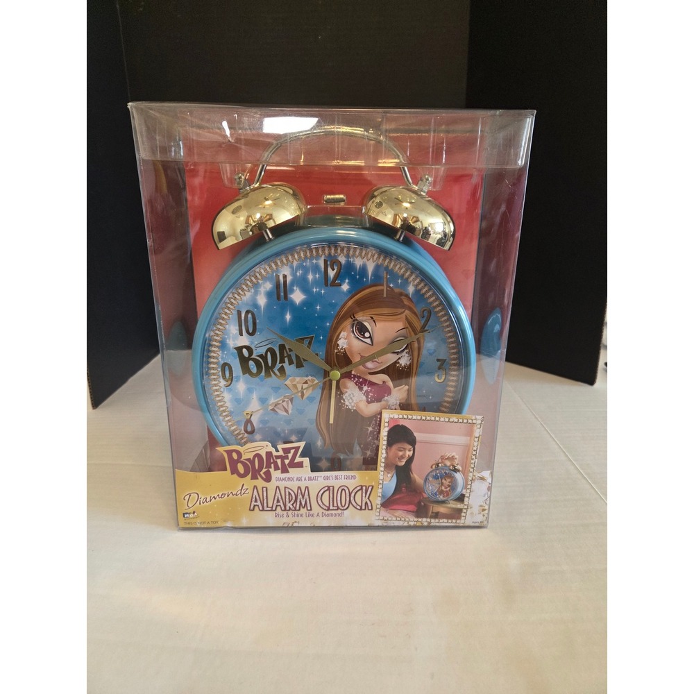 Bratz Diamondz Alarm Clock MGA Blue Gold Twin Bell Vintage Y2K New In Box